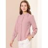 imageAllegra K Womens Button Down Office Top Long Sleeve Formal Mandarin Collar ShirtPink
