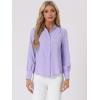imageAllegra K Womens Button Down Office Top Long Sleeve Formal Mandarin Collar ShirtPurple
