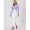 imageAllegra K Womens Button Down Office Top Long Sleeve Formal Mandarin Collar ShirtPurple