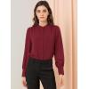 imageAllegra K Womens Button Down Office Top Long Sleeve Formal Mandarin Collar ShirtWine Red