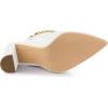 imageAllegra K Womens Chain Mule Slides for Woman Pointed Toe Slip on Block Heel Slide MulesWhite