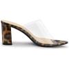 imageAllegra K Womens Clear Chunky Heel Slides Sandals MulesLeopard