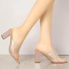 imageAllegra K Womens Clear Chunky Heel Slides Sandals MulesNude