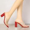 imageAllegra K Womens Clear Chunky Heel Slides Sandals MulesRed