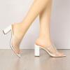 imageAllegra K Womens Clear Chunky Heel Slides Sandals MulesWhite