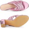imageAllegra K Womens Crisscross Strap Slip on Block Heel Slide SandalsHot Pink