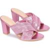imageAllegra K Womens Crisscross Strap Slip on Block Heel Slide SandalsHot Pink