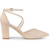 imageAllegra K Womens Crisscross Strap Wedding Shoes Pointed Toe Chunky Heels PumpsBeige