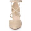 imageAllegra K Womens Crisscross Strap Wedding Shoes Pointed Toe Chunky Heels PumpsBeige