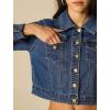 imageAllegra K Womens Denim Jackets 2025 Casual Button Down Long Sleeves Crop Jean JacketDark Blue