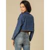 imageAllegra K Womens Denim Jackets 2025 Casual Button Down Long Sleeves Crop Jean JacketDark Blue
