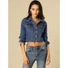 imageAllegra K Womens Denim Jackets 2025 Casual Button Down Long Sleeves Crop Jean JacketDark Blue