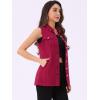 imageAllegra K Womens Denim Vest Sleeveless Button Down Waistcoat Casual Long Jean VestsDark Red