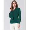 imageAllegra K Womens Dressy Long Sleeve Blouses Chiffon Pleated Tie Neck Office Top ShirtDark Green