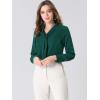 imageAllegra K Womens Dressy Long Sleeve Blouses Chiffon Pleated Tie Neck Office Top ShirtDark Green