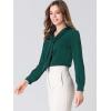 imageAllegra K Womens Dressy Long Sleeve Blouses Chiffon Pleated Tie Neck Office Top ShirtDark Green