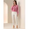 imageAllegra K Womens Dressy Long Sleeve Blouses Chiffon Pleated Tie Neck Office Top ShirtDusty Pink