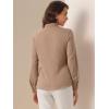 imageAllegra K Womens Dressy Long Sleeve Blouses Chiffon Pleated Tie Neck Office Top ShirtKhaki