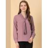 imageAllegra K Womens Dressy Long Sleeve Blouses Chiffon Pleated Tie Neck Office Top ShirtLavender Pink