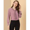 imageAllegra K Womens Dressy Long Sleeve Blouses Chiffon Pleated Tie Neck Office Top ShirtLavender Pink