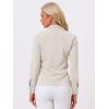 imageAllegra K Womens Dressy Long Sleeve Blouses Chiffon Pleated Tie Neck Office Top ShirtLight Beige
