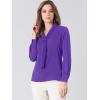 imageAllegra K Womens Dressy Long Sleeve Blouses Chiffon Pleated Tie Neck Office Top ShirtPurple