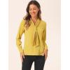 imageAllegra K Womens Dressy Long Sleeve Blouses Chiffon Pleated Tie Neck Office Top ShirtYellows