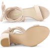 imageAllegra K Womens Faux Velvet Lace Up Chunky Heel Strappy SandalsBeige