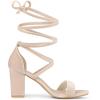 imageAllegra K Womens Faux Velvet Lace Up Chunky Heel Strappy SandalsBeige