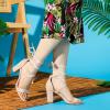 imageAllegra K Womens Faux Velvet Lace Up Chunky Heel Strappy SandalsBeige