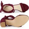imageAllegra K Womens Faux Velvet Lace Up Chunky Heel Strappy SandalsBurgundy
