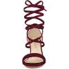 imageAllegra K Womens Faux Velvet Lace Up Chunky Heel Strappy SandalsBurgundy