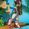 imageAllegra K Womens Faux Velvet Lace Up Chunky Heel Strappy SandalsBurgundy