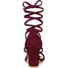 imageAllegra K Womens Faux Velvet Lace Up Chunky Heel Strappy SandalsBurgundy