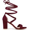 imageAllegra K Womens Faux Velvet Lace Up Chunky Heel Strappy SandalsBurgundy