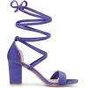 imageAllegra K Womens Faux Velvet Lace Up Chunky Heel Strappy SandalsPurple