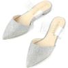 imageAllegra K Womens Glitter Clear Strap Flat MulesSilver