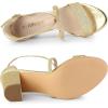 imageAllegra K Womens Glitter Crisscross Strap Block Heels SandalsGold