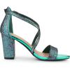 imageAllegra K Womens Glitter Crisscross Strap Block Heels SandalsGreen
