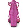 imageAllegra K Womens Glitter Crisscross Strap Block Heels SandalsHot Pink