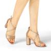 imageAllegra K Womens Glitter Crisscross Strap Block Heels SandalsRose Gold