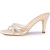 imageAllegra K Womens Open Toe Rhinestone Strappy Stiletto Heels Sandals Slip On Slip On MulesBeige
