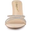 imageAllegra K Womens Open Toe Rhinestone Strappy Stiletto Heels Sandals Slip On Slip On MulesBeige