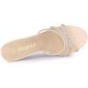 imageAllegra K Womens Open Toe Rhinestone Strappy Stiletto Heels Sandals Slip On Slip On MulesBeige