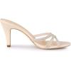 imageAllegra K Womens Open Toe Rhinestone Strappy Stiletto Heels Sandals Slip On Slip On MulesBeige