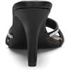 imageAllegra K Womens Open Toe Rhinestone Strappy Stiletto Heels Sandals Slip On Slip On MulesBlack