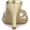 imageAllegra K Womens Open Toe Rhinestone Strappy Stiletto Heels Sandals Slip On Slip On MulesGold