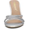 imageAllegra K Womens Open Toe Rhinestone Strappy Stiletto Heels Sandals Slip On Slip On MulesSilver