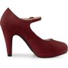 imageAllegra K Womens Platform Round Toe Ankle Strap Mary Jane Shoes Pump Stiletto Heel PumpsBurgundy