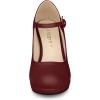 imageAllegra K Womens Platform Round Toe Ankle Strap Mary Jane Shoes Pump Stiletto Heel PumpsBurgundy